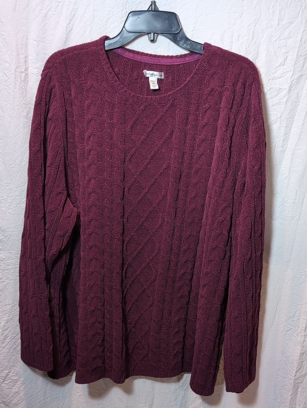 croft & barrow Women's Cable Crewneck Sweater - Burgundy